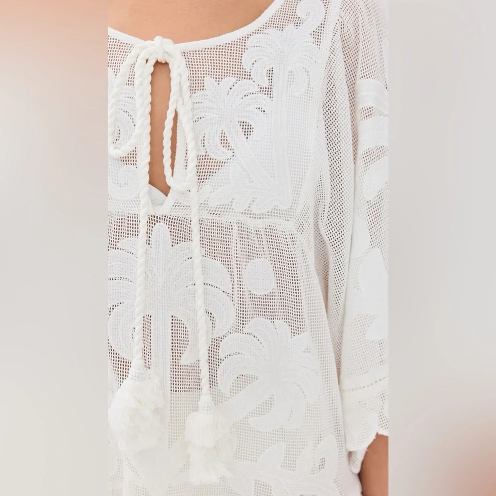 NWT Farm Rio Palm Tree Cutwork White Dress - Picture 5 of 9